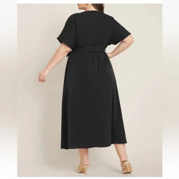 BloomChic Black Midi Wrap Dress - Picture 3 of 6